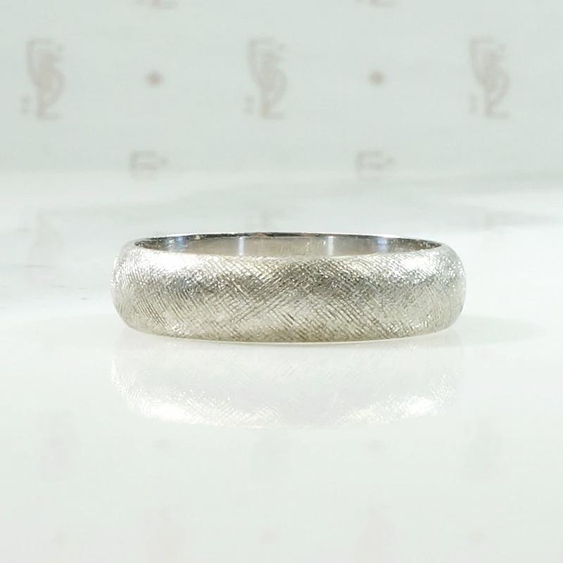 White Gold Wedding Band with Florentine Finish
