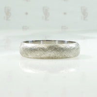 White Gold Wedding Band with Florentine Finish