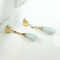 Tranquil Blue Jade Fu Pendulum Earrings