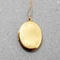 Pretty Engraved Gold Filled Oval Locket