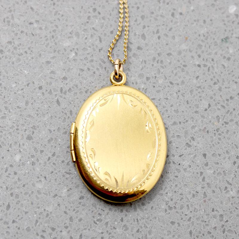 Pretty Engraved Gold Filled Oval Locket