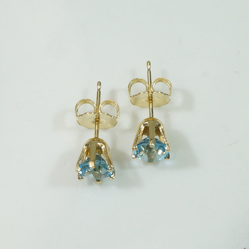 Pretty Gold and Blue Topaz Stud Earings