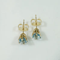 Pretty Gold and Blue Topaz Stud Earings