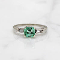 Timeless Emerald Ring with Baguette Accents