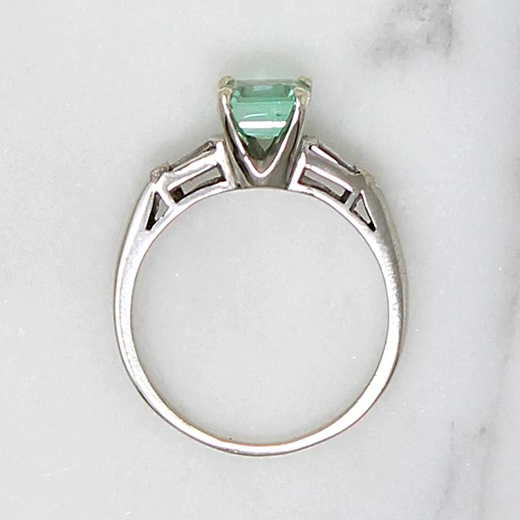 Timeless Emerald Ring with Baguette Accents