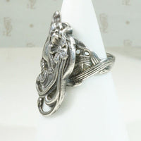 Art Nouveau Woman's Profile Ring in Sterling