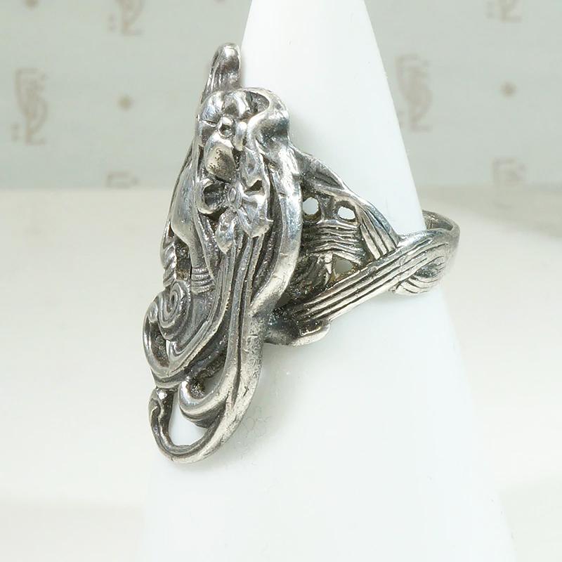 Art Nouveau Woman's Profile Ring in Sterling