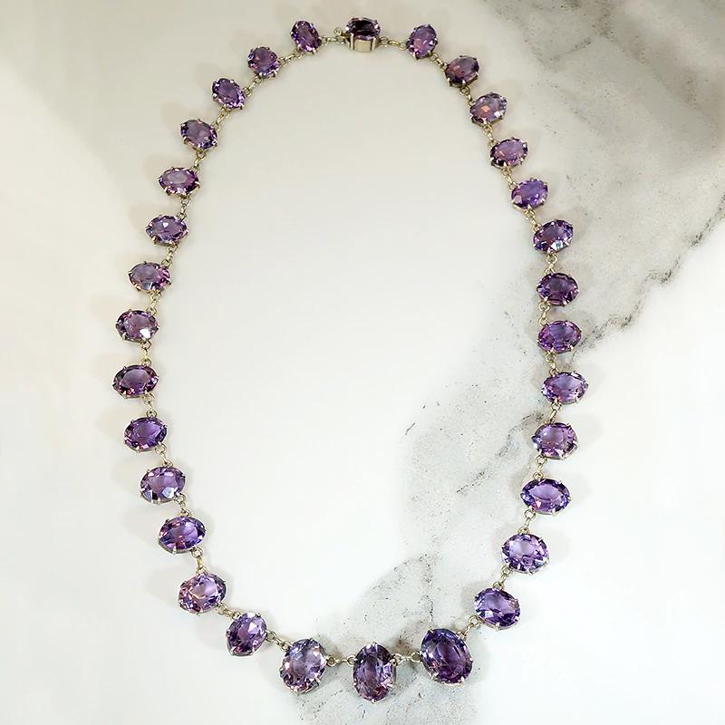 Stunning Antique Amethyst Rivière Necklace