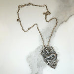 Dragon & Peony Pendant in Sterling Silver