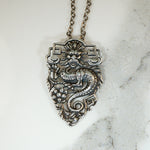 Dragon & Peony Pendant in Sterling Silver