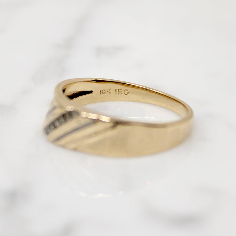 Classic 1970s Men's Diamond & Gold Band