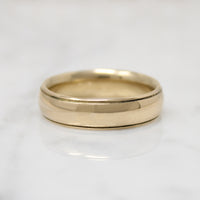 Substantial Gold Wedding Band with Stepped Edges