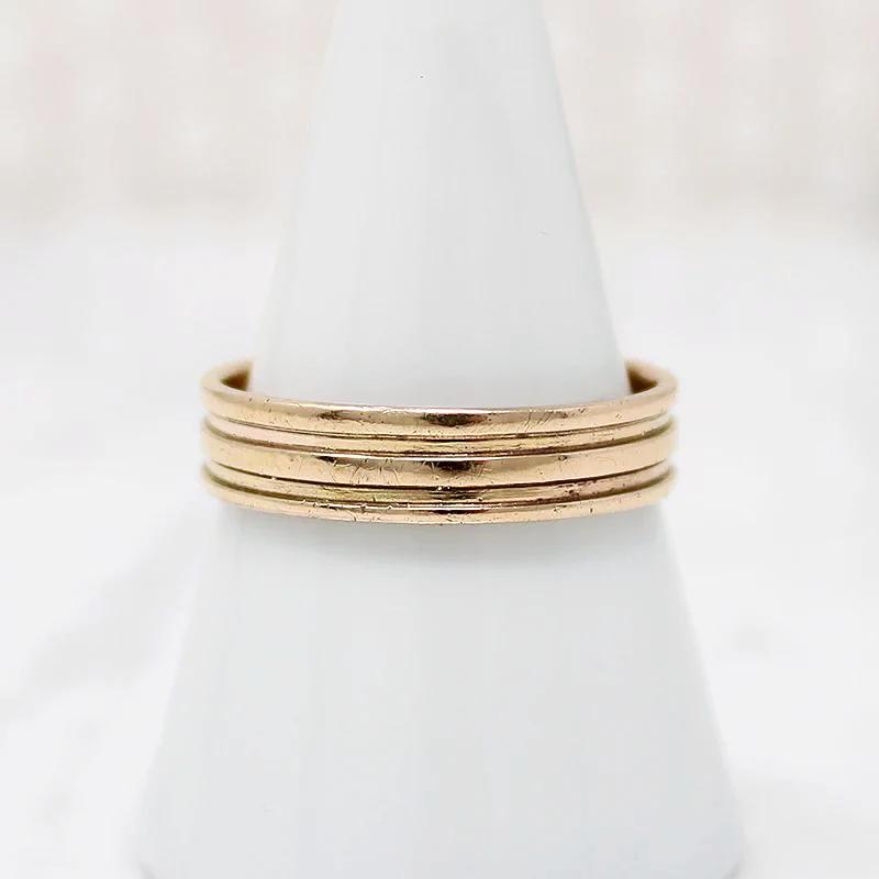 Grooved Gold Wedding Band Size 9.75