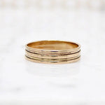 Grooved Gold Wedding Band Size 9.75
