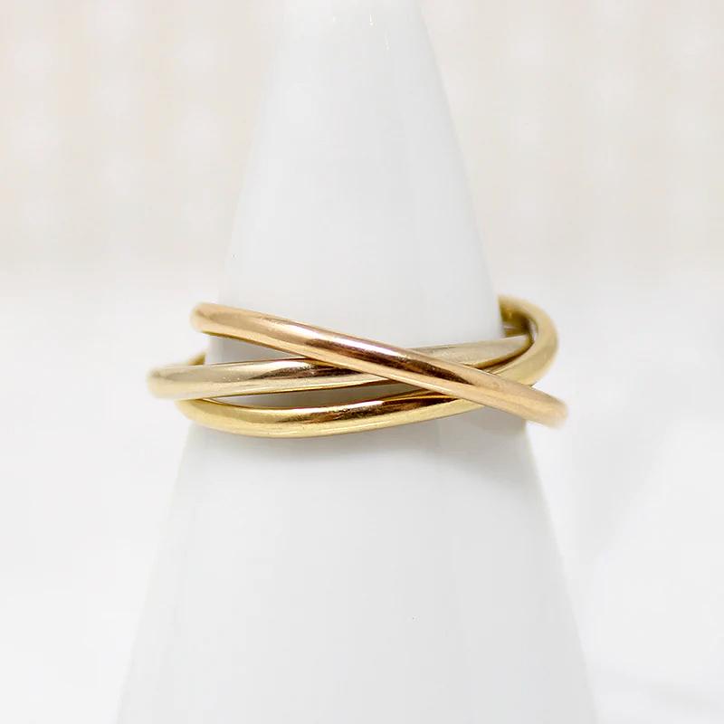 Tri Tone 18k Gold Size 5.75 Rolling Ring