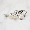 Graceful Silver Brooch with Three Pearls