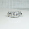 Bold Retro Three Row Diamond & White Gold Band