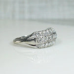 Bold Retro Three Row Diamond & White Gold Band