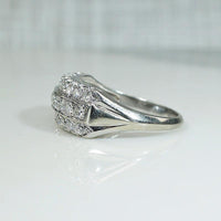 Bold Retro Three Row Diamond & White Gold Band