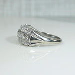 Bold Retro Three Row Diamond & White Gold Band