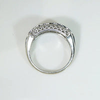 Bold Retro Three Row Diamond & White Gold Band