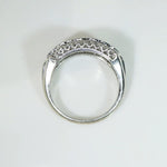 Bold Retro Three Row Diamond & White Gold Band