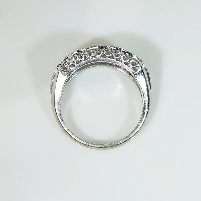 Bold Retro Three Row Diamond & White Gold Band