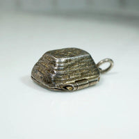 Whimsical Basket Locket Enameled with Man & Donkey