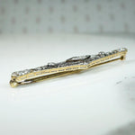Old Euro Diamonds in Platinum & Gold Filigree Bar Pin