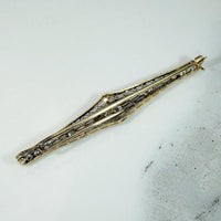 Old Euro Diamonds in Platinum & Gold Filigree Bar Pin