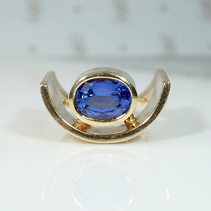 Custom Made Modernist Tanzanite Statement Ring