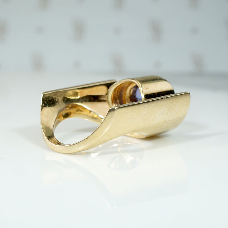 Custom Made Modernist Tanzanite Statement Ring