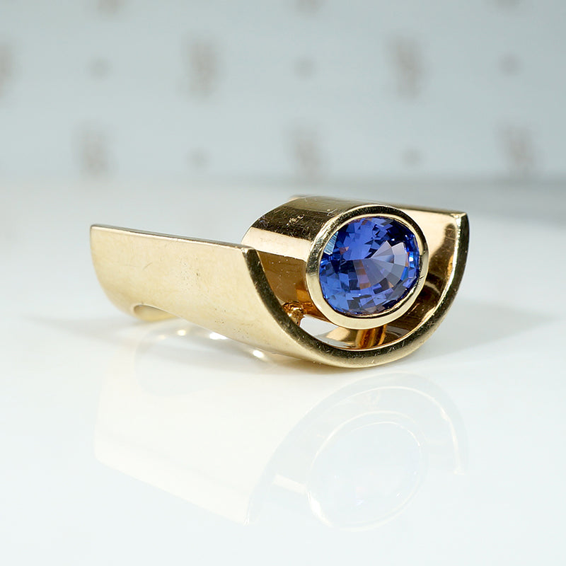 Custom Made Modernist Tanzanite Statement Ring