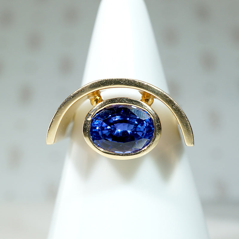 Custom Made Modernist Tanzanite Statement Ring