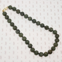 Stunning Vintage Carved Jade Bead Necklace