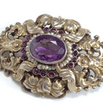 Renaissance Revival Austro-Hungarian Amethyst Brooch with pearls
