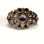 Renaissance Revival Austro-Hungarian Amethyst Brooch with pearls