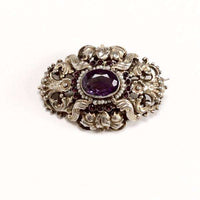Renaissance Revival Austro-Hungarian Amethyst Brooch with pearls