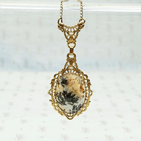 Ornate Agate in Filigree Necklace, detail view.