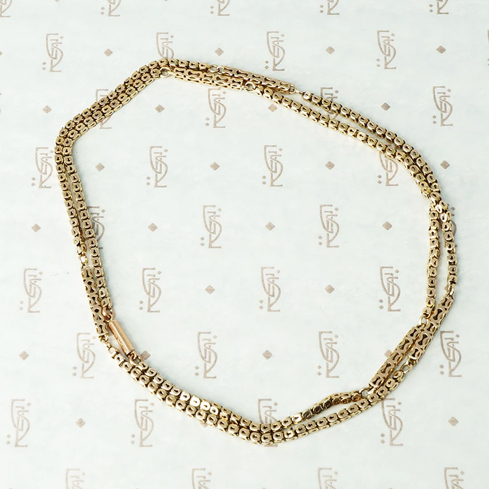 Victorian Pierced Bar and Square Link Chain