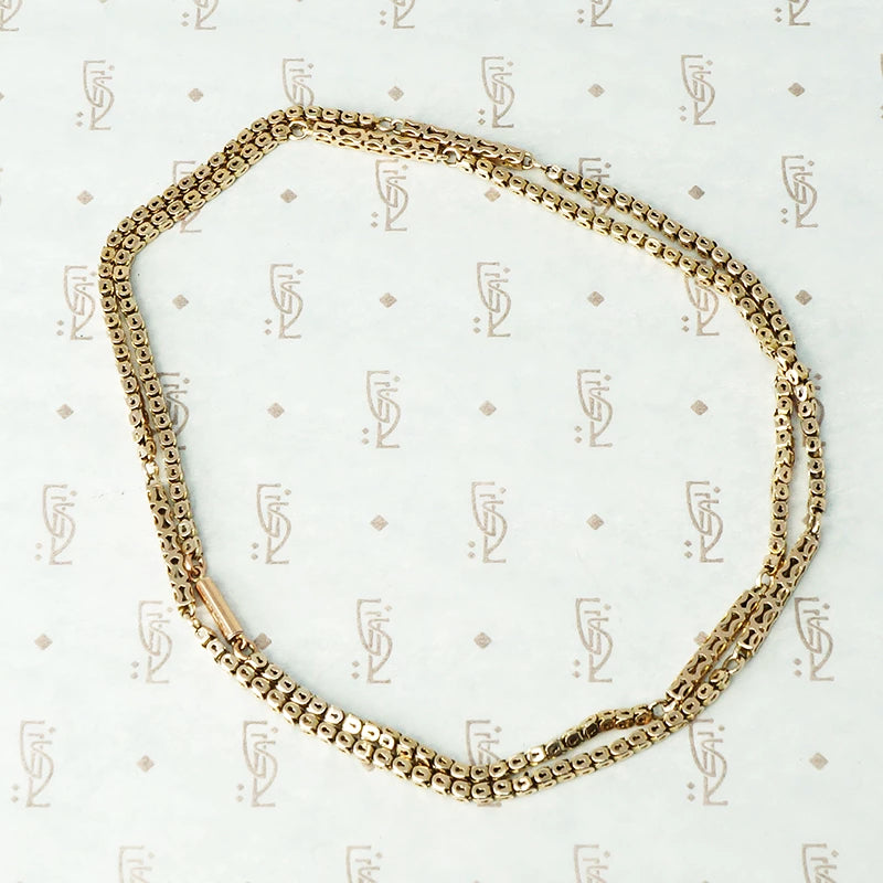 Victorian Pierced Bar and Square Link Chain