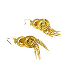 Pinchbeck Earrings with Pointy Fringe
