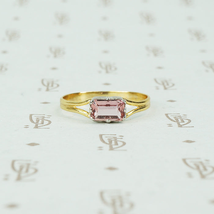 Vintage Pink Imperial Topaz in Recycled Platinum and 18k