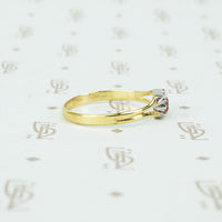 pink imperial topaz cut back collet platinum and 18k gold recycled