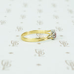 pink imperial topaz cut back collet platinum and 18k gold recycled