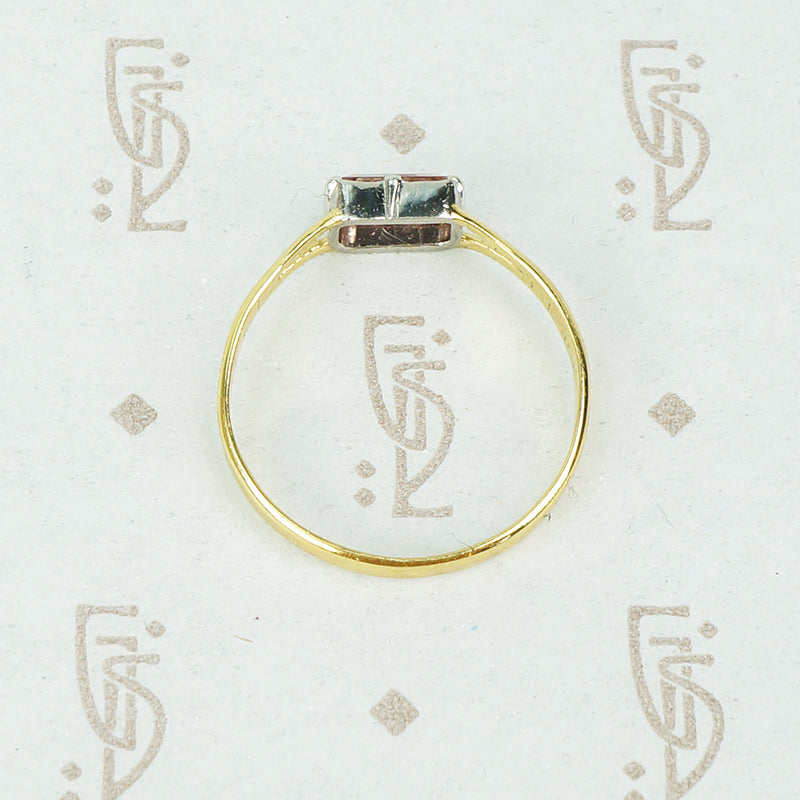 pink imperial topaz cut back collet platinum and 18k gold recycled