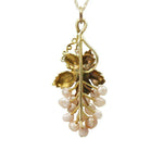 Antique Grape Pendant Pink Pearls Diamond and Gold