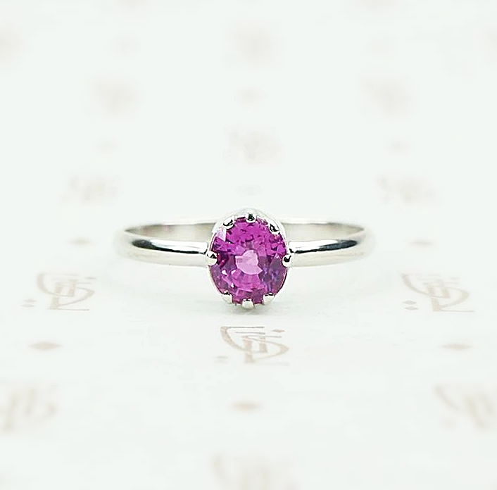 Cherry Blossom Pink Sapphire Solitaire in Recycled Platinum