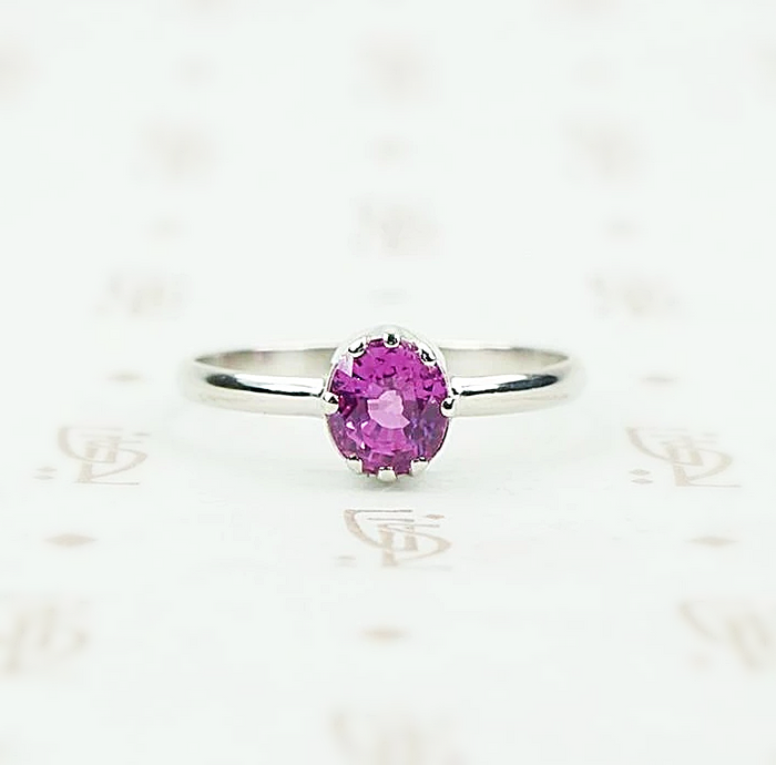 Cherry Blossom Pink Sapphire Solitaire in Recycled Platinum