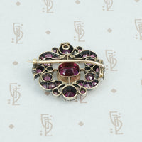 19th century almandine garnet brooch back